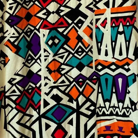 LUST N MUST Tribal Print 90s Multicolored Bodycon Sleeveless Midi Dress - Picture 4 of 7